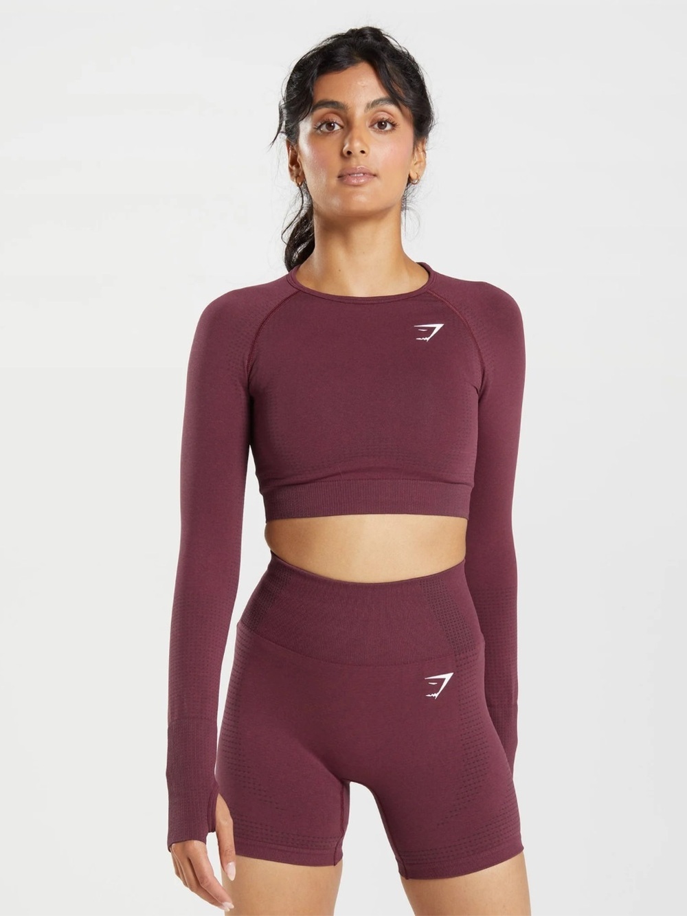 Gymshark Vital Seamless 2.0 Crop Top Baked Maroon Marl